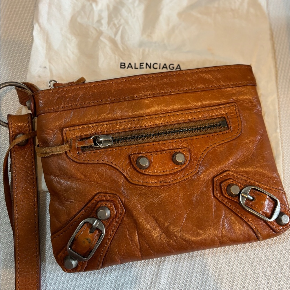 Balenciaga Brown Leather Clutch 💯 Authentic